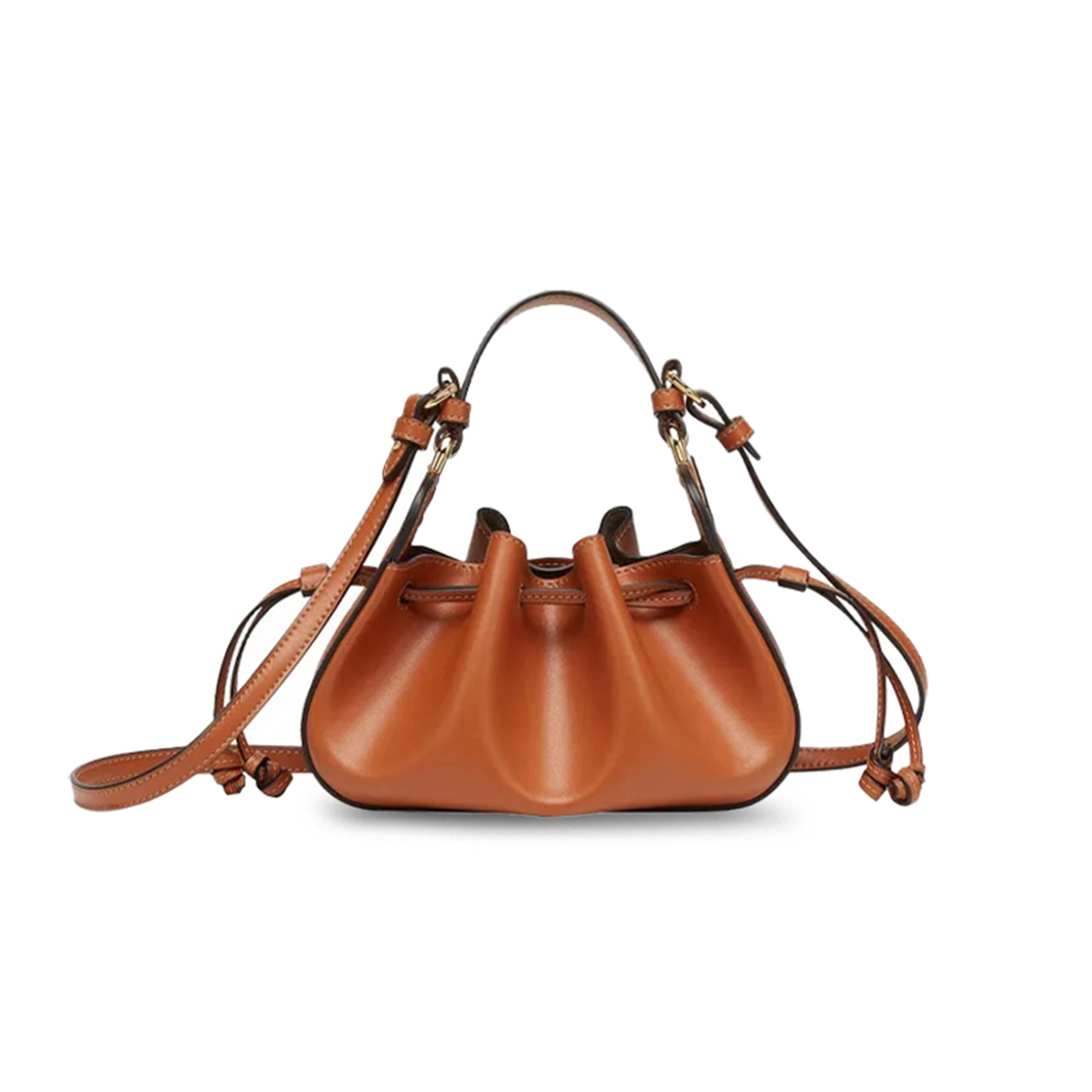 FENDI POMODORINO MINI LEATHER HOBO BAG 8BS059AHWUF1C6J (24*14*9.5cm)